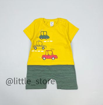 Песочник хлопковый "Машинки" Горчица/хаки