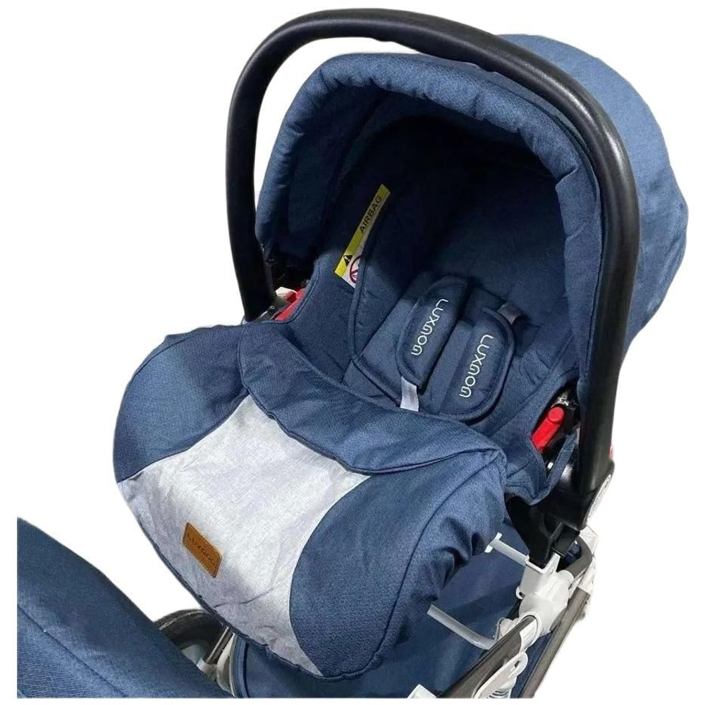 Детская коляска-трансформер 3 в 1 Luxmom 518 с автолюлькой, синий цвет