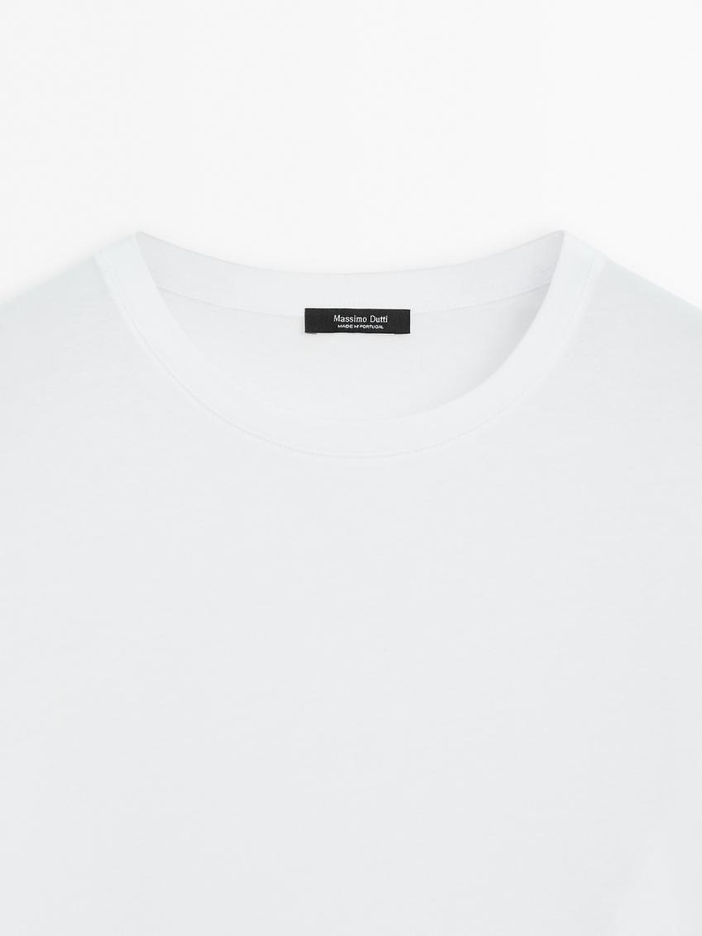 Massimo Dutti Лонгслив из 100% хлопка, белый