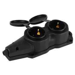 Колодка ЭРА KX-2e-B-IP44 каучуковая с заземлением 2 розетки 16A IP44 черная