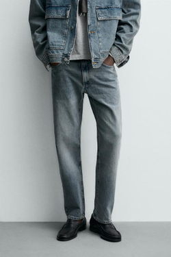 ZARA ДЖИНСЫ REGULAR FIT, ПАСТЕЛЬНО-СИНИЙ