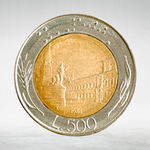 Italy 500 Lire 1986 R "Bimetallic – Head of Italy and Ship", AU