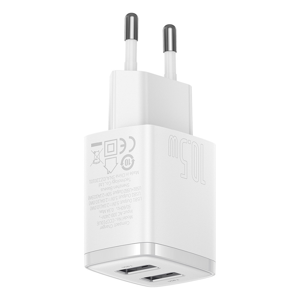 Зарядное устройство Baseus Compact Charger 2U 10.5W - White