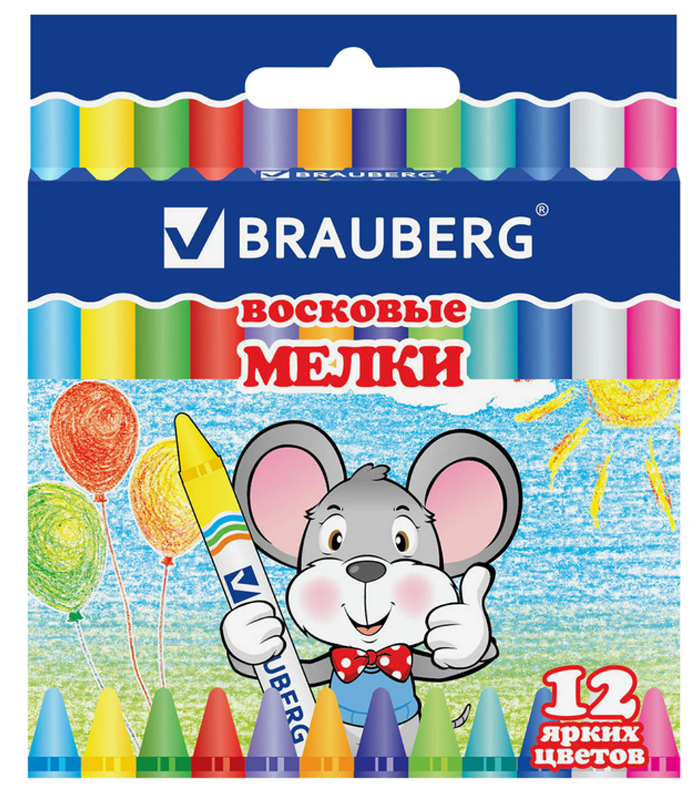 Мелки восковые 12цв. 222962 (BRAUBERG)