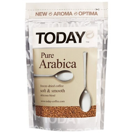 Кофе растворимый Today Pure Arabica, 75 г пакет (Тудэй)