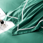 Комплект постельного белья Однотонный Сатин Премиум широкий кант на резинке OCPKR031