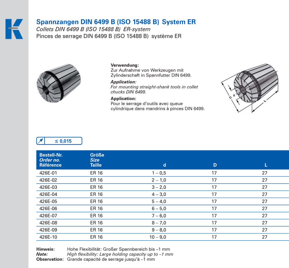 Цанга ER16-8 426E