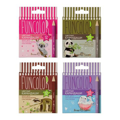 Карандаши 12 цв. "FunColor" пласт. Укороченные, 4 вида (Bruno Visconti)