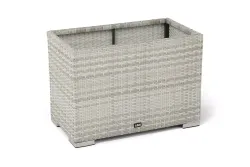 "Лунго" кашпо для цветов большое плетеное из искусственного ротанга, цвет бежевый