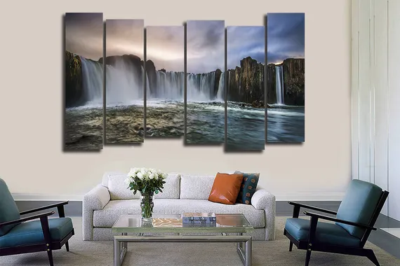 Модульная картина "Водопад вечером"
