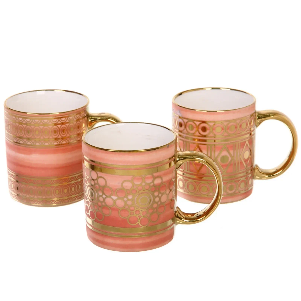 Кружка керамическая 350мл «Золотой узор», микс 4рисунка