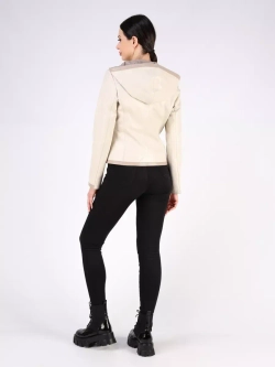 Кожаная куртка осень натуральная с капюшоном