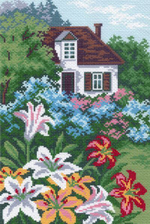 "Домик в деревне"-0749 канва с рисунком