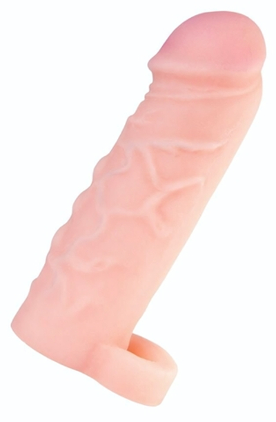 Фаллическая насадка XLOVER INCREASE+ с кольцом для фиксации - 17 см. (Цвет: телесный)