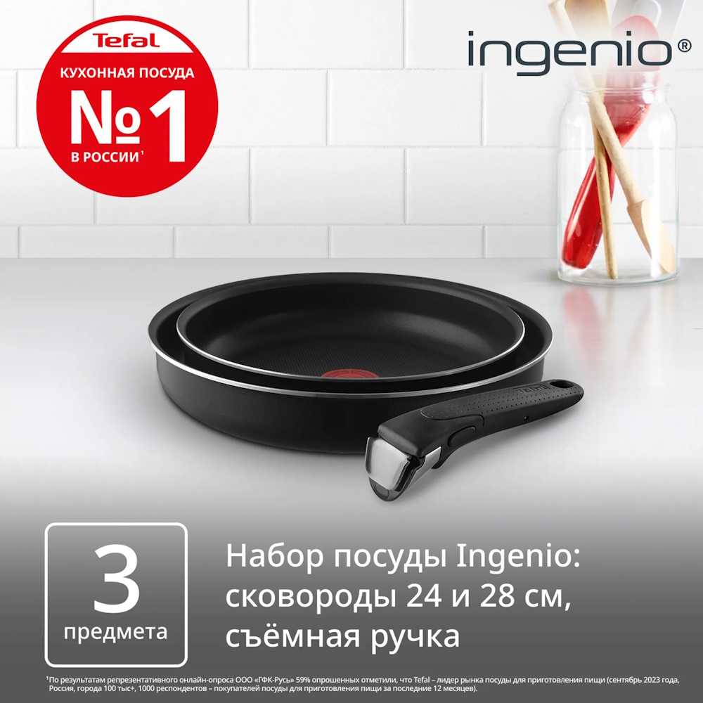 Набор сковород Tefal Ingenio 4250820, 24/28 см, съемная ручка