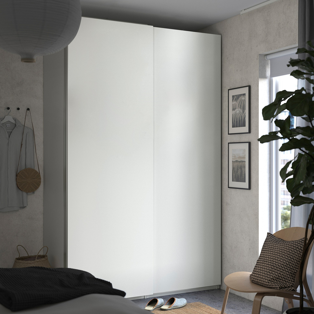 Шкаф-купе PAX HASVIC IKEA комбинация с 4 полками (белый)  230*60*220