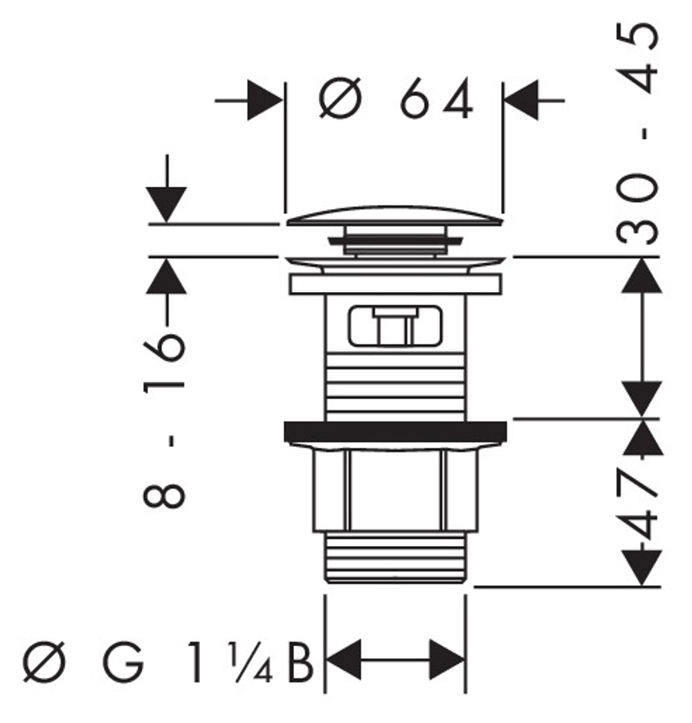 Сливной набор 50105000 для раковины и биде Push-Open