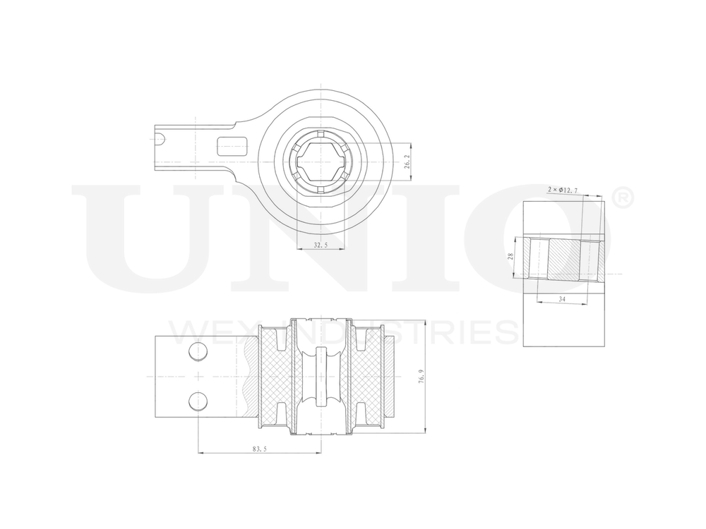 Сайлентблок задний правый переднего нижнего рычага UNIO RMP-20212