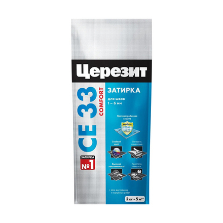 Затирка Церезит (Ceresit) CE 33 Comfort №01, белая, 2 кг