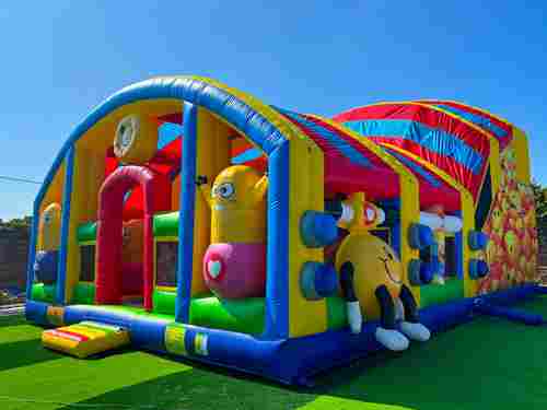 Коммерческий надувной батут «Смайлики» с крышей, размер 12*8*7 м