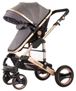 Коляска-трансформер 3в1 Wisesonle реверсивный блок/ серый лен