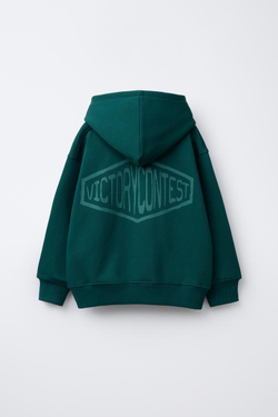 ZARA КОМПЛЕКТ ИЗ ТОЛСТОВКИ И БРЮК-ДЖОГГЕРОВ С НАШИВКОЙ, ЗЕЛЕНЫЙ