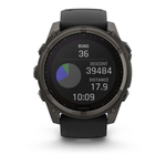 Умные часы Garmin Fenix 8, 51 мм, Solar, Sapphire Carbon Gray DLC Titanium with Black/Pebble Gray Silicone