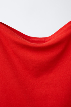 ZARA ФУТБОЛКА ИЗ СМЕСОВОГО МОДАЛА, КРАСНЫЙ