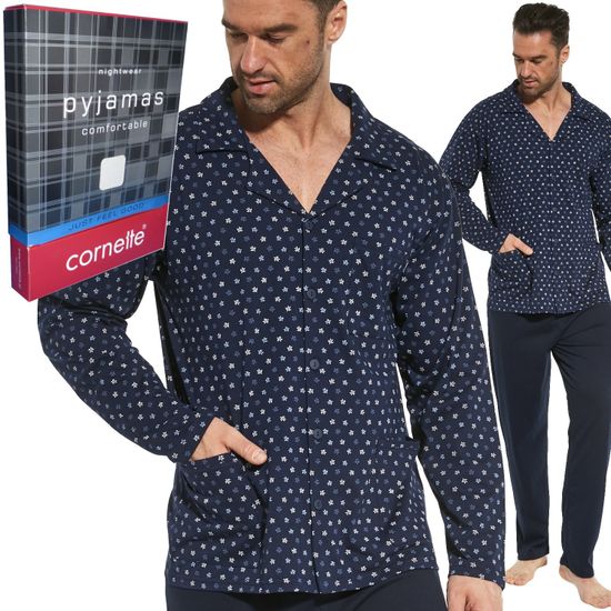 Пижама мужская на пуговицах с длинным рукавом и брюками Cornette 114/56
