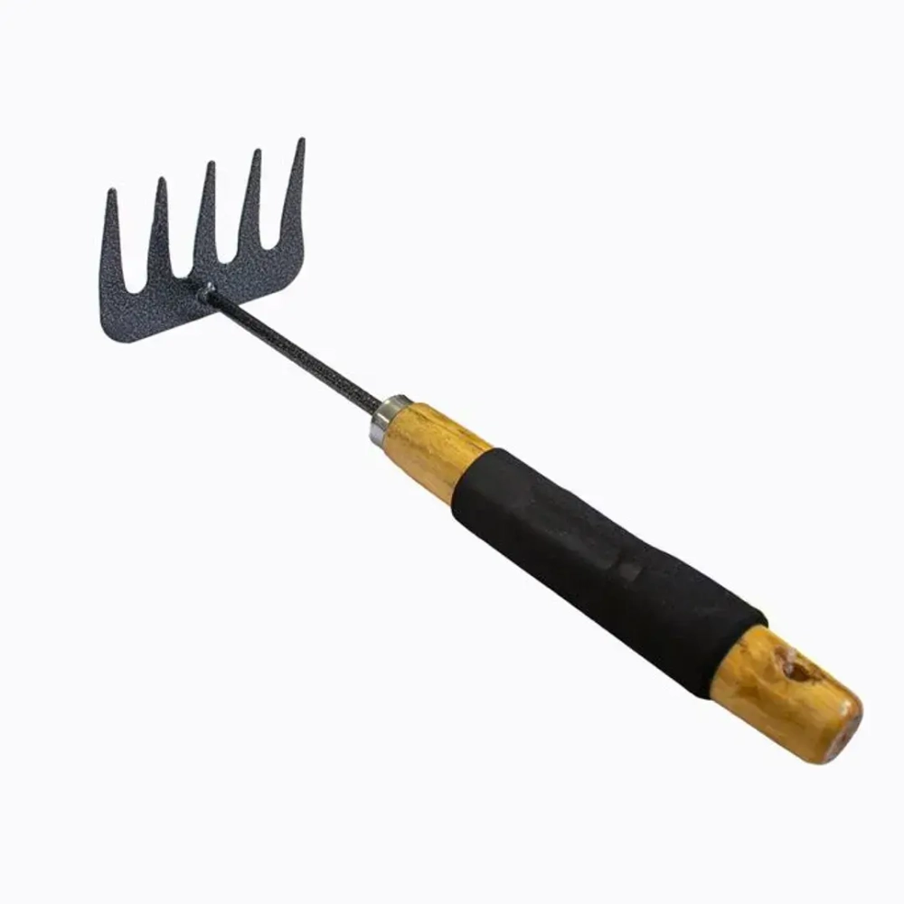 Грабли мини с деревянной рукояткой(5-зуб., L-300мм) WMC TOOLS WMC-TG2104020-Z