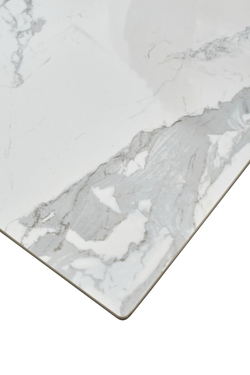 Стол CREMONA 140 HIGH GLOSS STATUARIO Белый мрамор глянцевый, керамика/ белый каркас, ®DISAUR