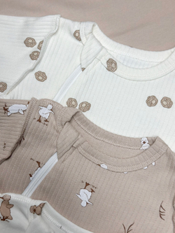 Комбинезон швы наружу на молнии Лапки Рубчик Экрю RinaAmari