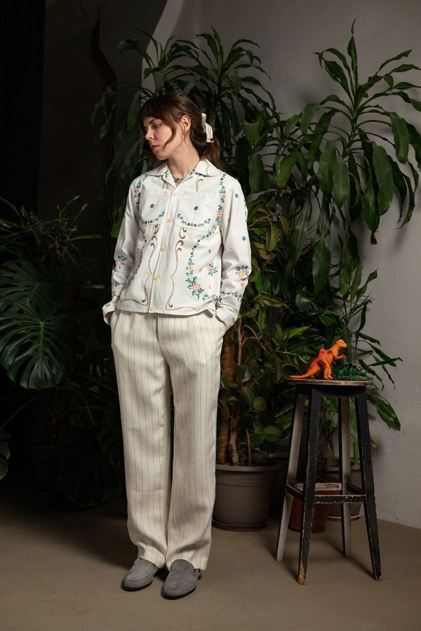 Рубашка Расшитая Маленькими Цветами / Small Flowers Long Sleeve белая - фото 7