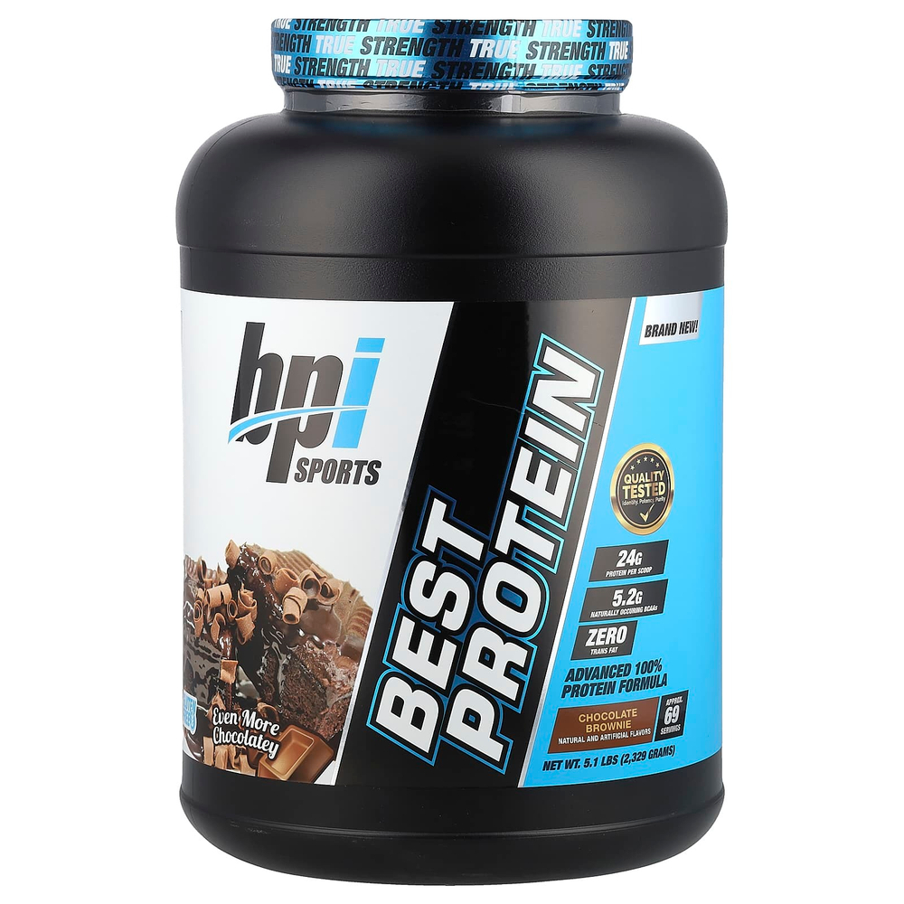 BPI Sports, Лучший протеин, передовая формула 100%-ного протеина, шоколадное брауни, 5,1 фунта (2329 г)