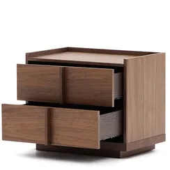 Прикроватная тумбочка Onix 2 ящика шпон ореха в темной отделке 60 x 59 см