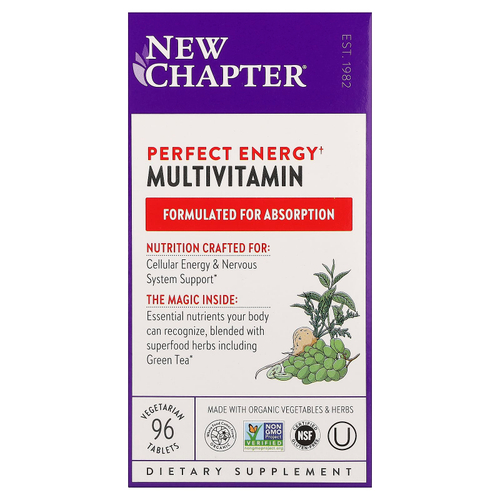 New Chapter, Perfect Energy, мультивитамины, 96 вегетарианских таблеток