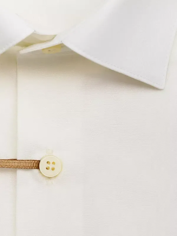 Рубашка под запонки приталенная SLIM FIT с длинным рукавом, молочная