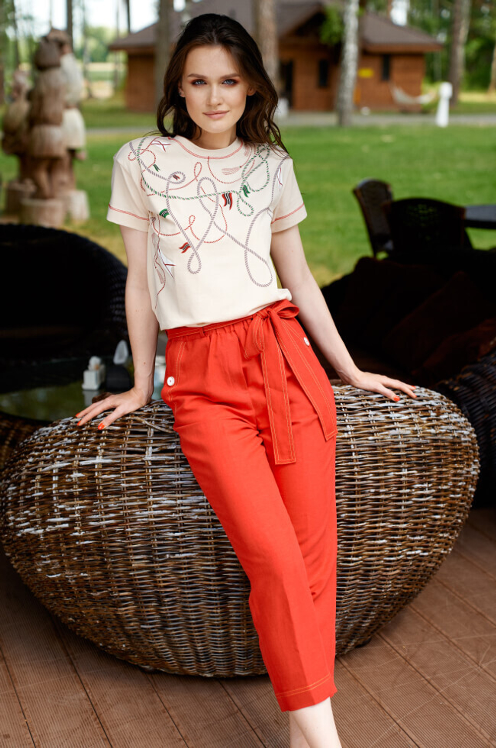 3729 Брюки женские (красный)