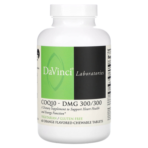 DaVinci Laboratories, CoQ10-DMG, апельсин, 60 жевательных таблеток