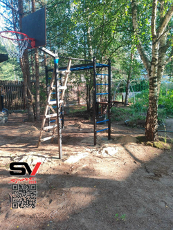 Монтаж уличной шведской стенки Sv Sport Рукоход (5 вертикальных столбов)