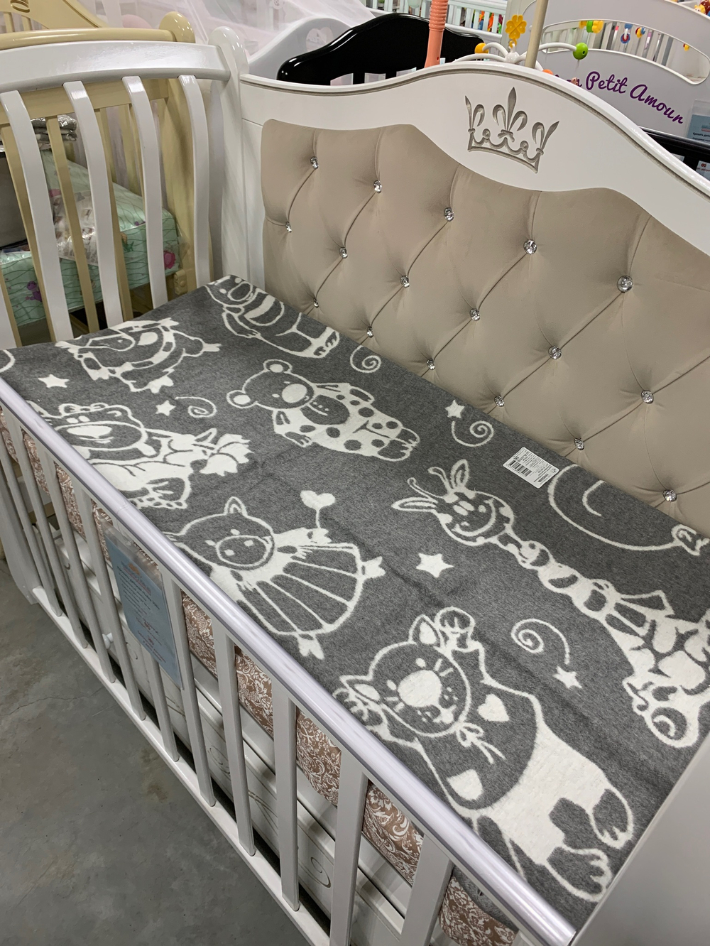 Одеяло х/б байк. детское арт.57-5ЕТОЖ разм.140*100 серый мультяшки