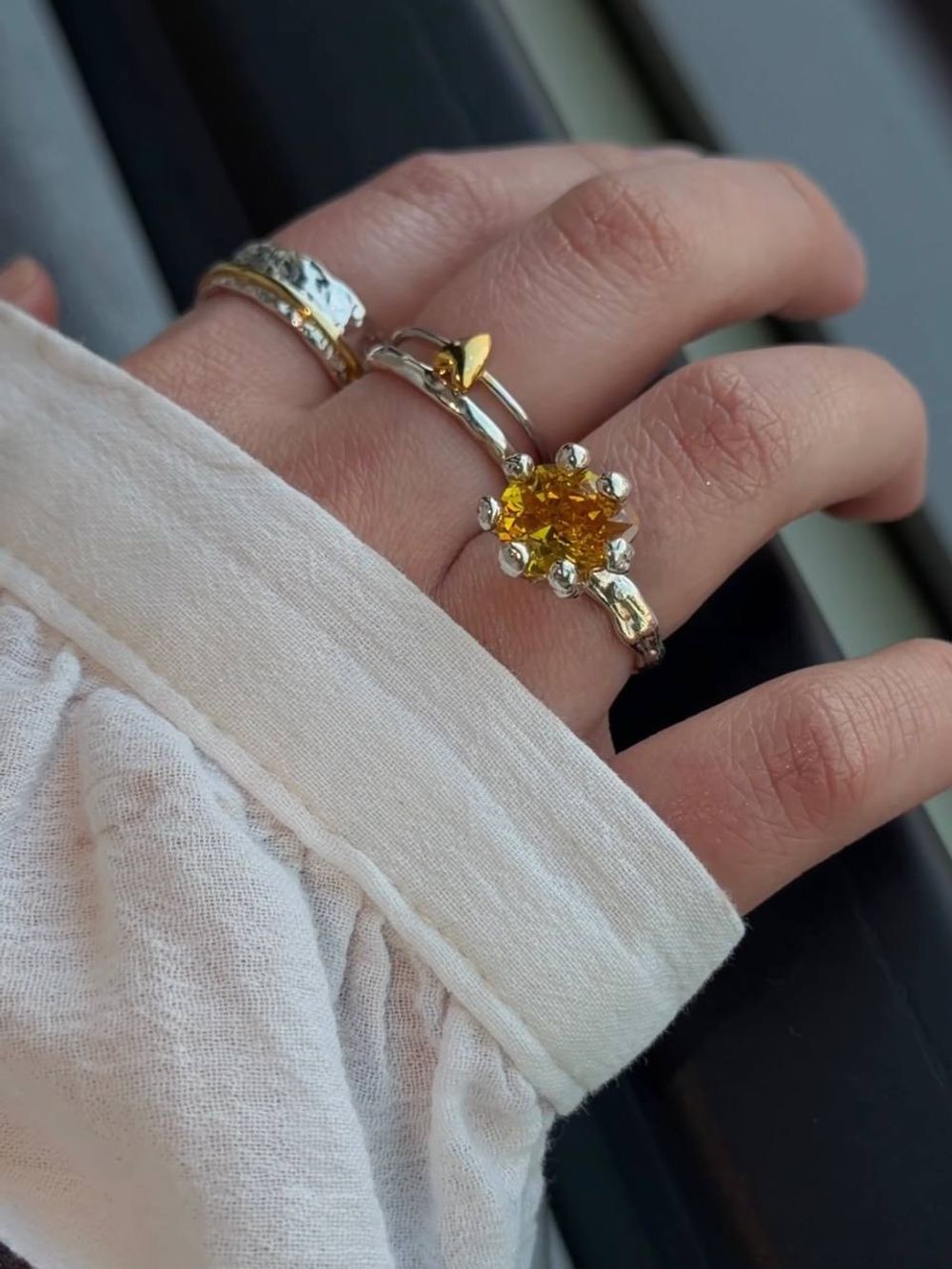 Кольцо Princess Yellow Pear