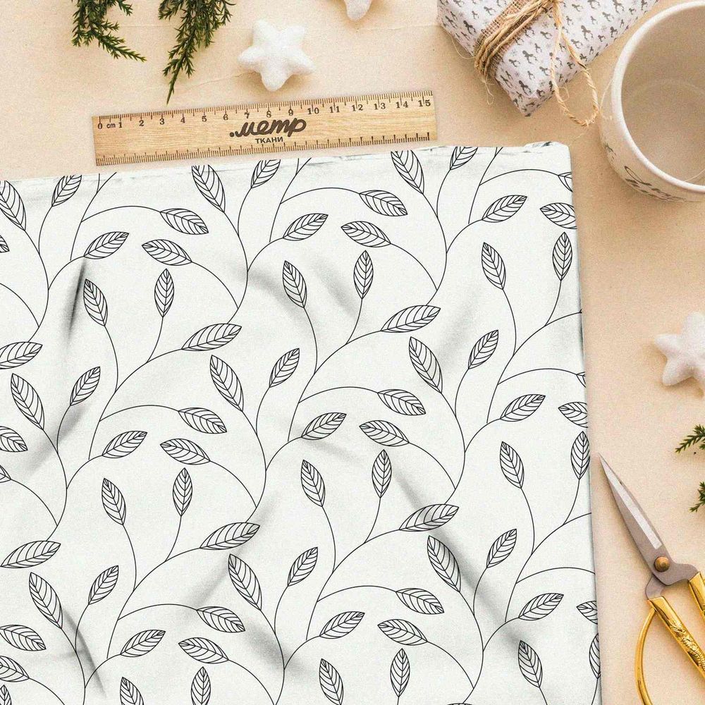 Ткань блэкаут листочные силуэты