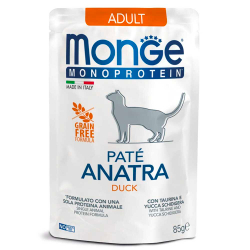 Monge Cat Monoprotein Pouch 85 г (утка) - монопротеиновые консервы паучи (мясные хлопья) для кошек