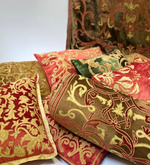 Подушка-валик хаки 21х53 см, бархатная с шёлковой вышивкой