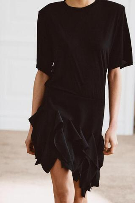 ZARA КОРОТКАЯ ЮБКА С ВОЛАНАМИ — ZW COLLECTION, ЧЕРНЫЙ