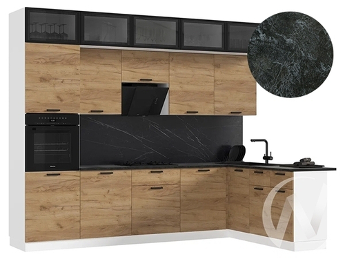 Кухня Рио NEW ЛДСП 3;0х1;8м (белый/дуб крафт/кастилло темный) Компоновка №4