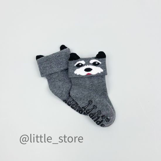 Носочки хлопковые "Puppy" со стоперами, Графит