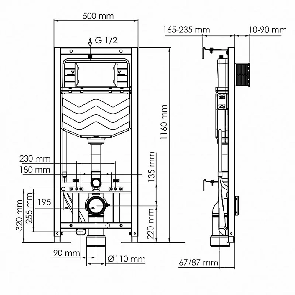 Инсталляция для унитаза WasserKraft Aller 10TLT.010.ME.BN01