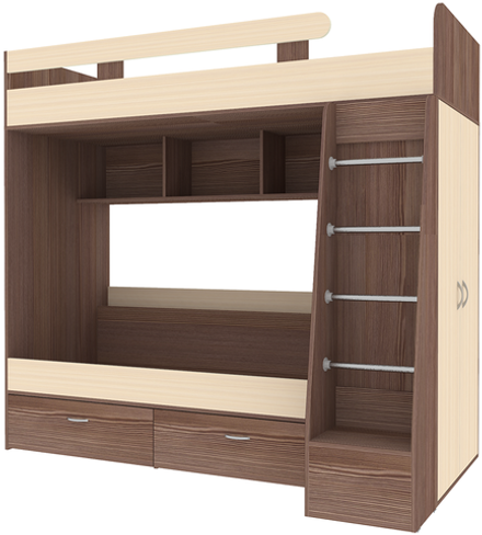 Двухъярусная кровать КарИВи Юниор 6 Венге  Дуб Молочный
